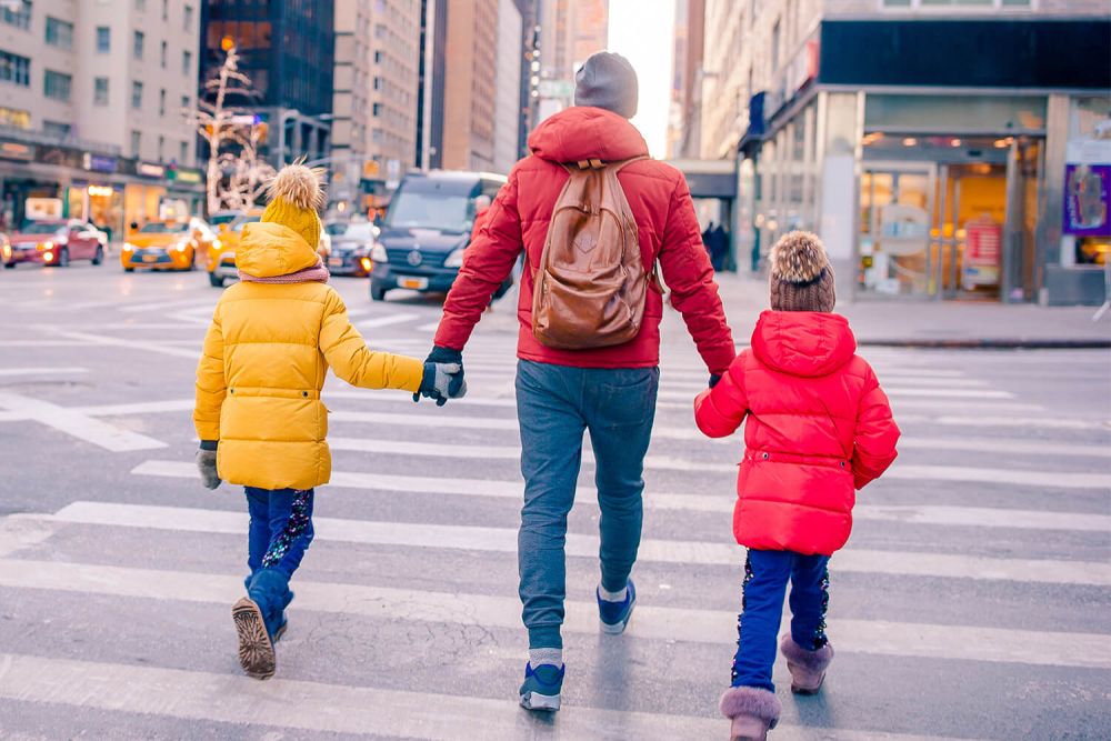 Father with kids in NYC