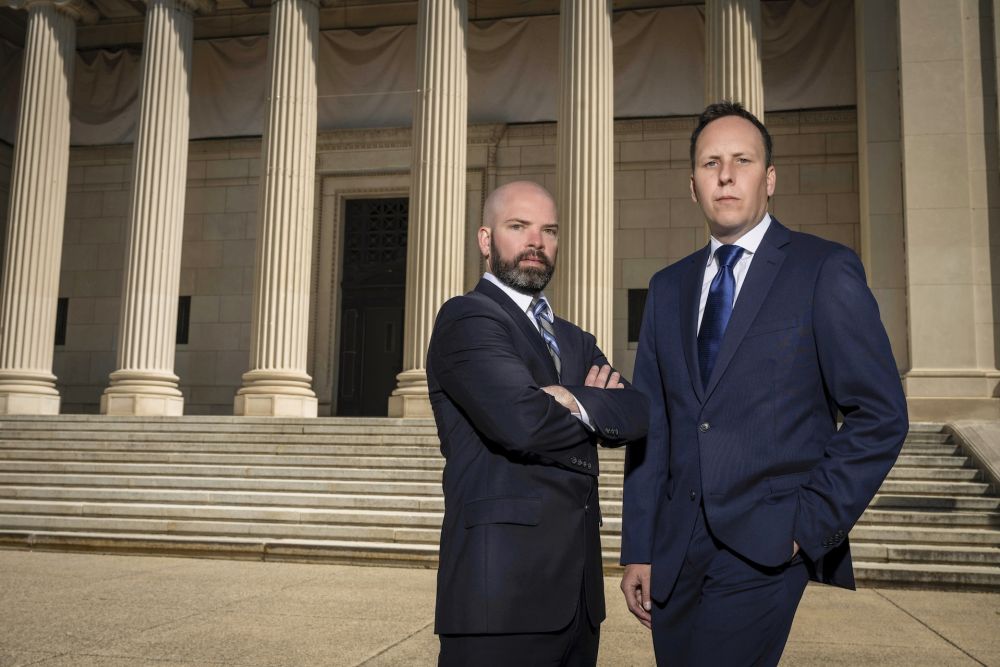 Jeremy Lackey & Derek Miller in front of courthouse